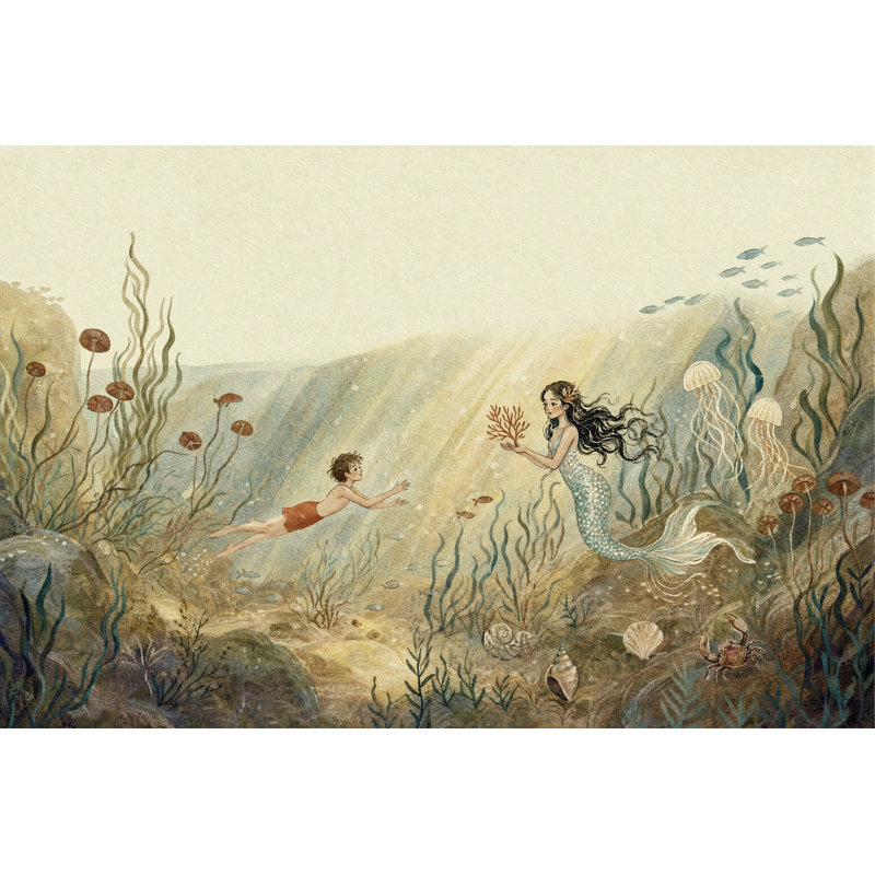 Décoration murale sous-marine Mermaid Seascape, 140 po x 108 po, Non tissé