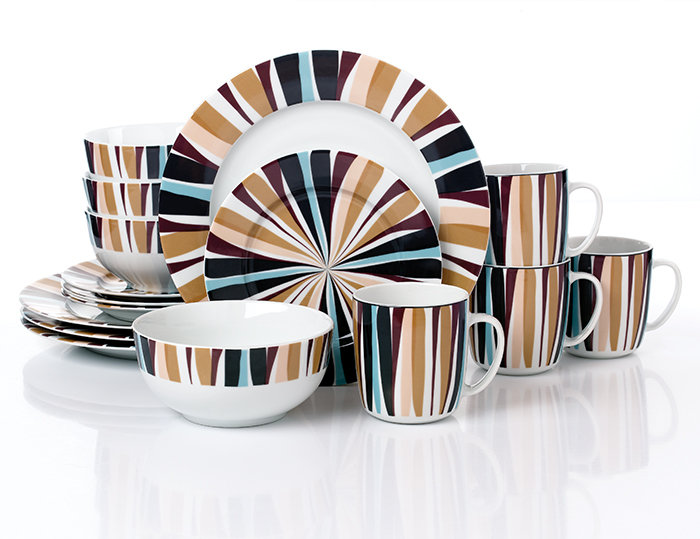 Savannah Noir 16 Piece Contemporary Porcelain Dinner Set
