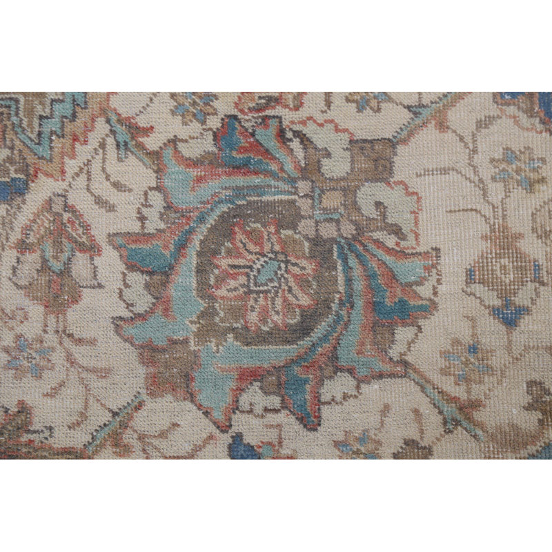 Tapis rétro motif géométrique persan Tabriz noué à la main 10 x 13