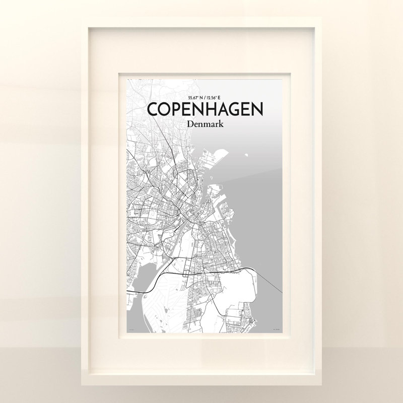 Copenhagen City Map in Tones 1 Piece Wall Art, 36cm H x 24cm W x 0.05cm D