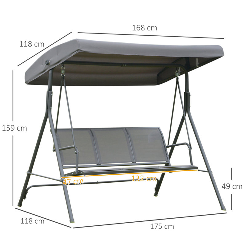 Aaliyah-Louise 3 Person Porch Swing with Canopy