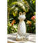 Figurine abstraite grenouille blanche en magnésium avec bras et yeux dorés, parfaite pour un décor moderne et rustique