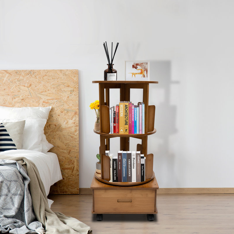 Mitthun End Table with Wheels, Brown