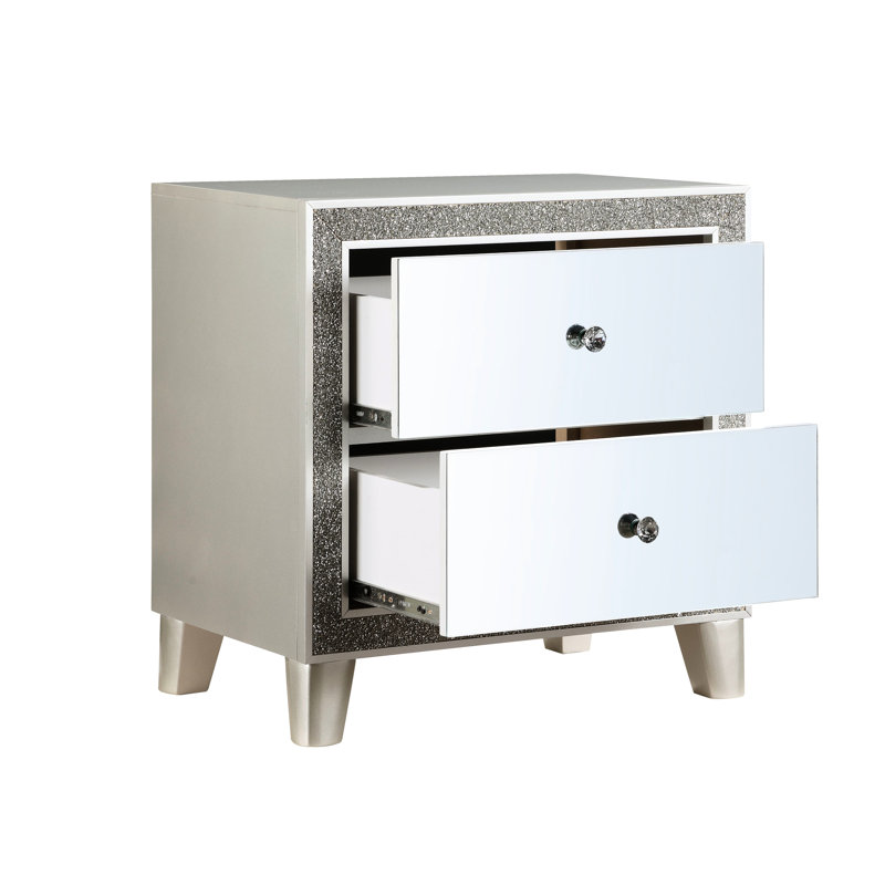 Table de chevet avec panneau frontal champagne