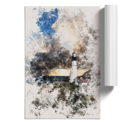 View of a Lighthouse Vol.4 Watercolour - Unframed Graphic Art