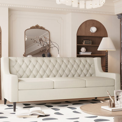 78.75" 3-Seater Sofa, Button Tufted Backrest With Comfy Cushion, Mid Century Modern Couches For Living Room, Upholstered Comfy Sofa Couch For Bedroom, Apartment
