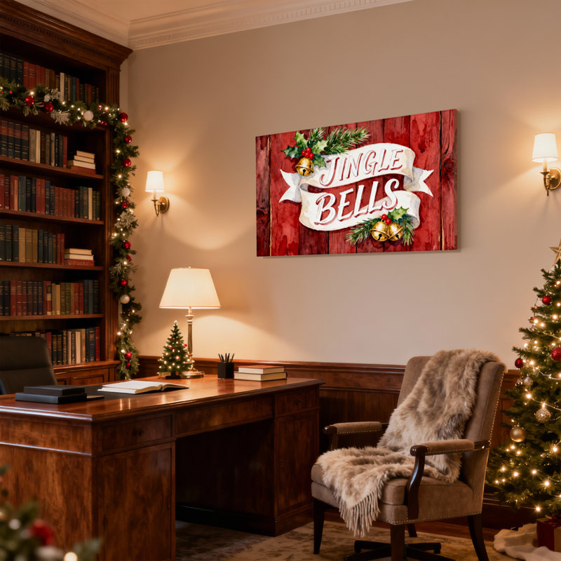 «Christmas Jingle Bells Christmas», ensemble de 3 impressions sur toile, H 12 po x l 18 po