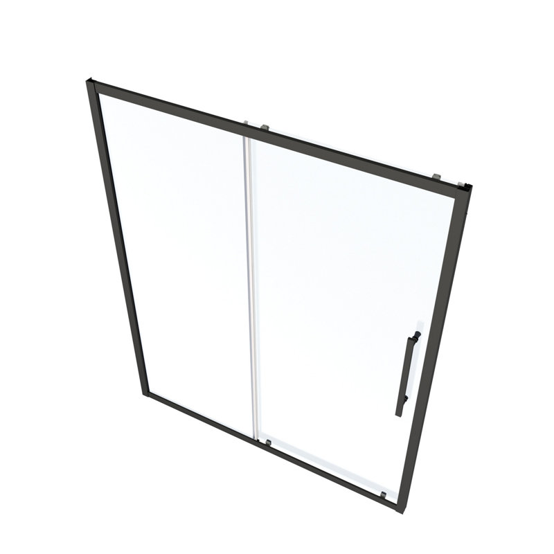 50"-54"W X 72"H Sliding Shower Door, Sliding Door, With 1/4" Tempered Glass, Matte Black