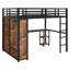 Structure de lit mezzanine avec garde-robe, bureau et tablettes de rangement