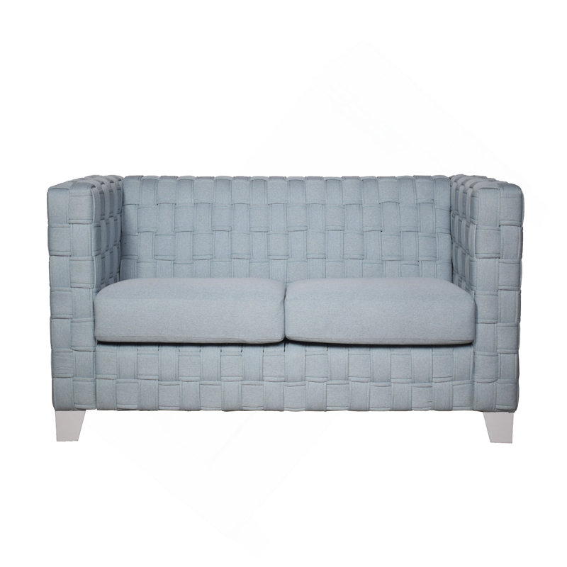 Light Teal Chenille & White Finish Sofa