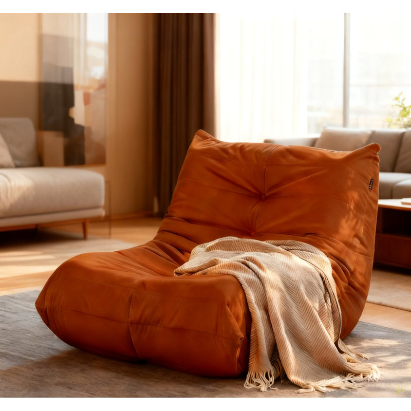 Fauteuil d'appoint luxueux avec coussins capitonnés, Orange