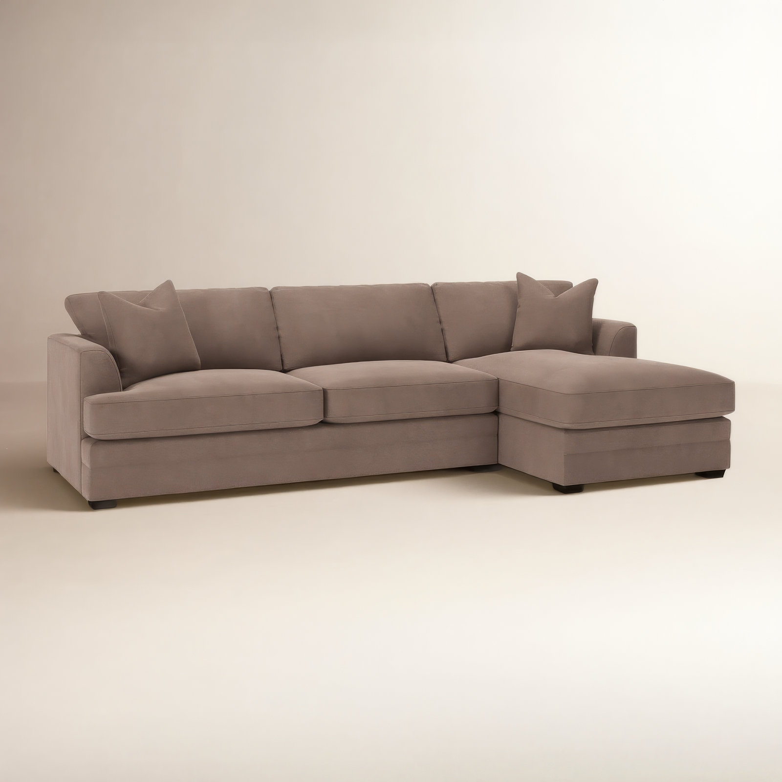 Edan Chaise Sectional, Right Hand Facing, Bella Cocoa Performance Velvet