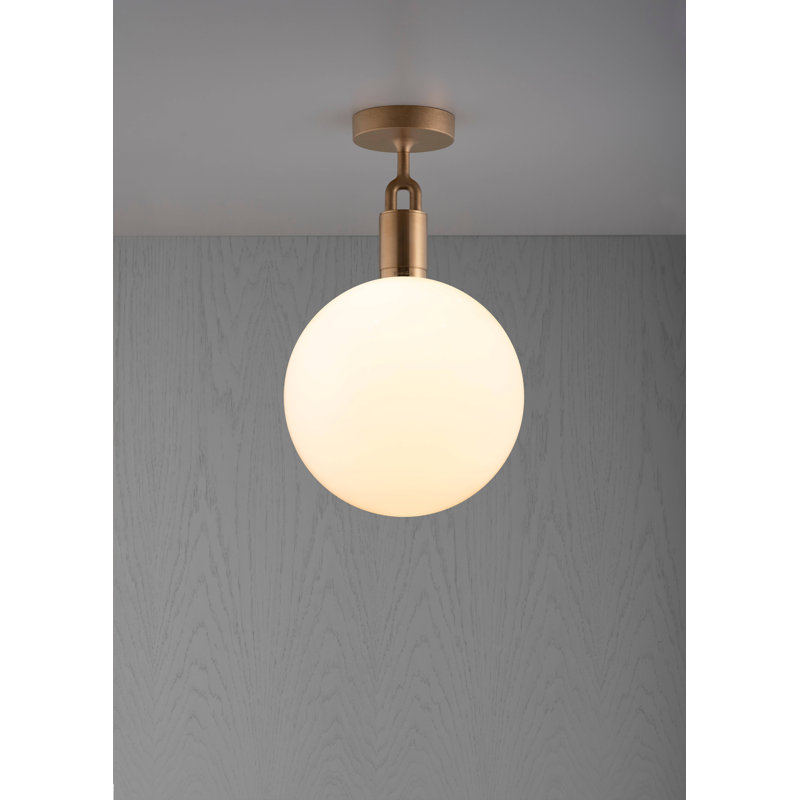 Linear Knurl 1 - Light LED Semi Flush Mount, Brass, Large, Smoked