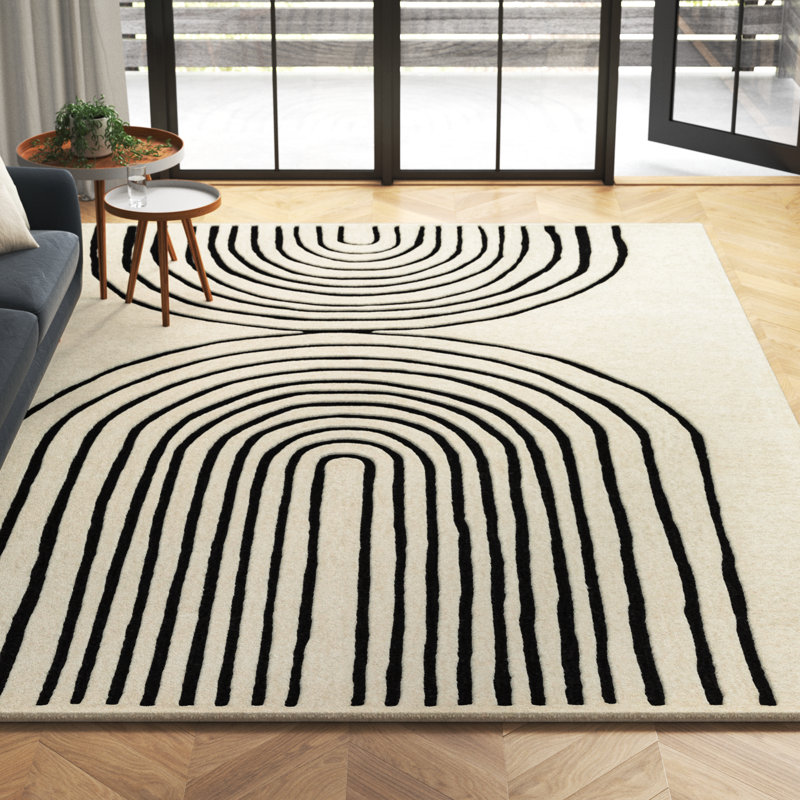 Azlynn Hand Tufted Wool Geometric Indoor Rug, Rectangle 9' x 12'