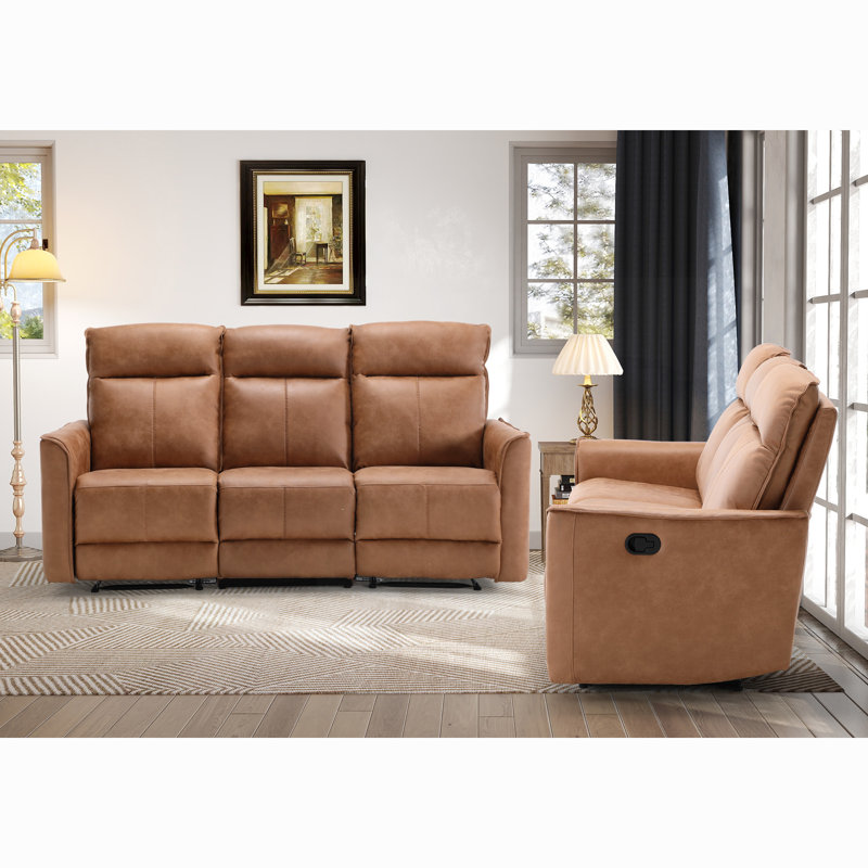 Hogansville 76.77" Wide Modern Comfortable Upholstered Standard Manual Reclining Sofa (Set of 2)