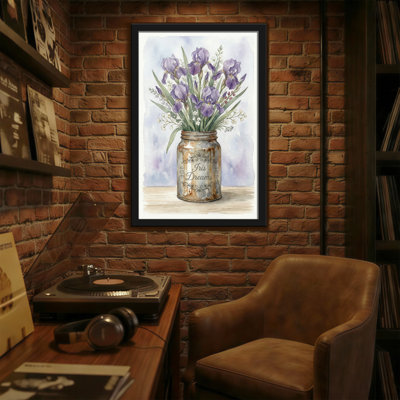 Plantes et fleurs Fleurs d'iris dans un pot rustique avec texte de rêves