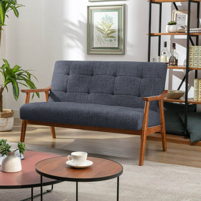 Emirhan Fabric Upholstered Loveseat with Rubberwood Legs