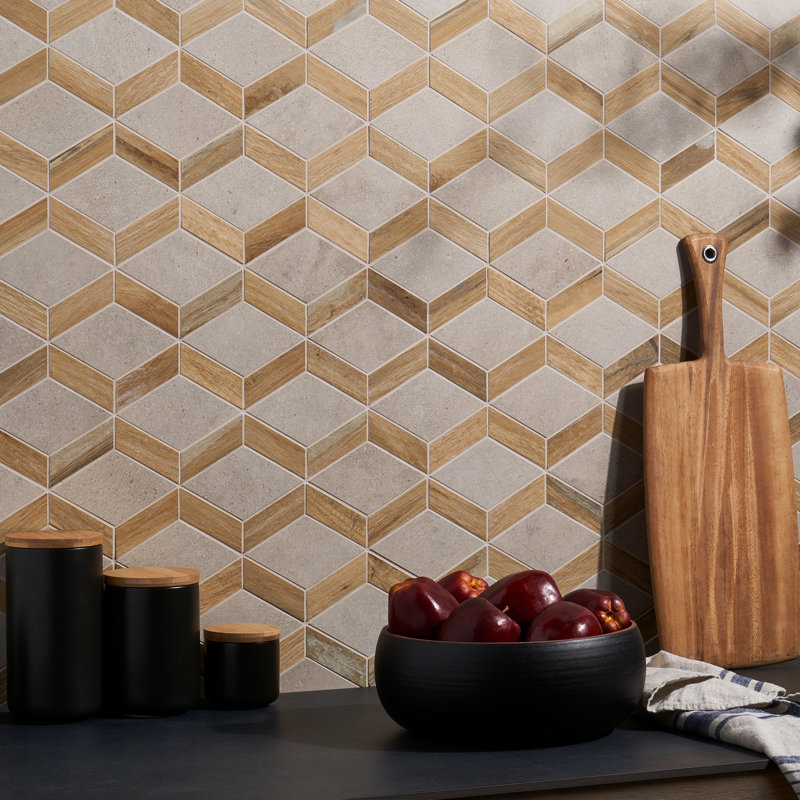 Carreau de mosaïque en porcelaine 9,44 po x 11,81 po Everlast, Brun clair