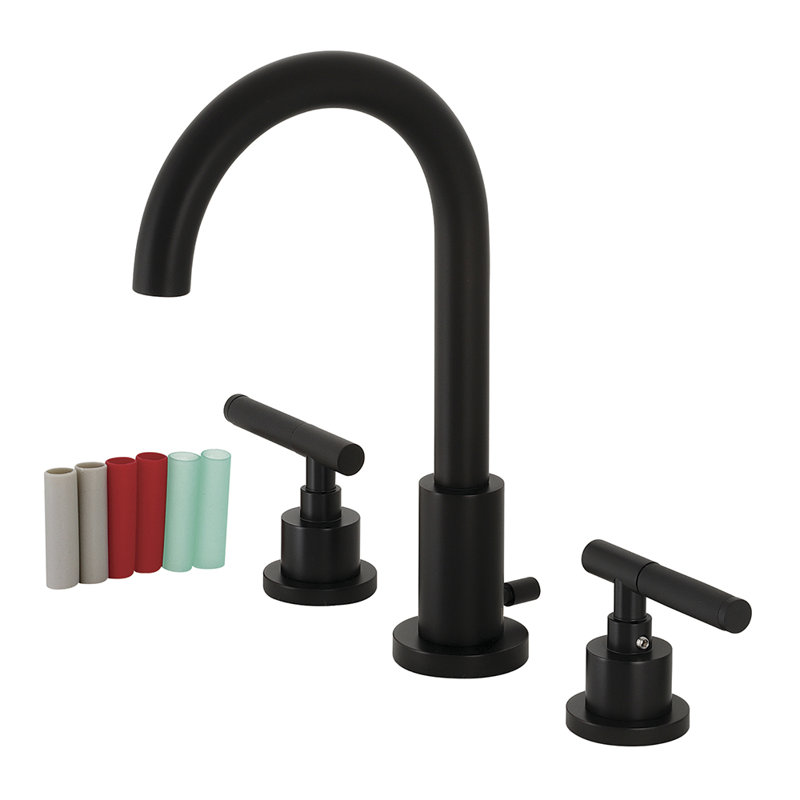 Robinet de salle de bain espacé avec ensemble de drain Kaiser, Noir mat