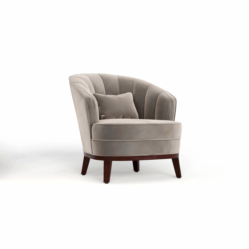 Chaise d'appoint rembourrée en tonneau avec coussin décoratif, Gris