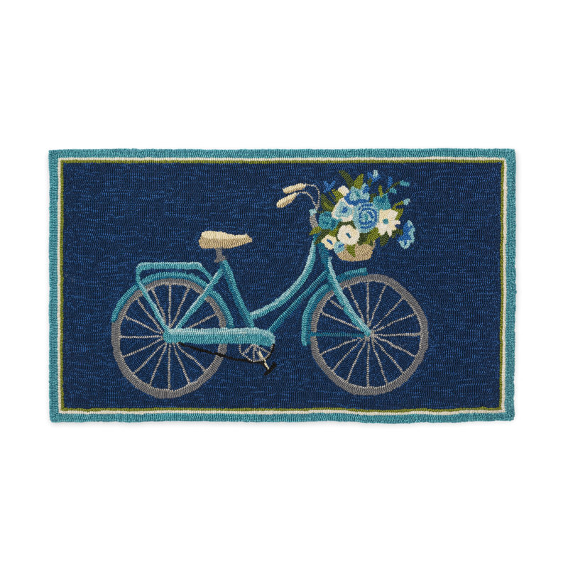 Indoor/Outdoor Hooked Bicycle Accent Rug