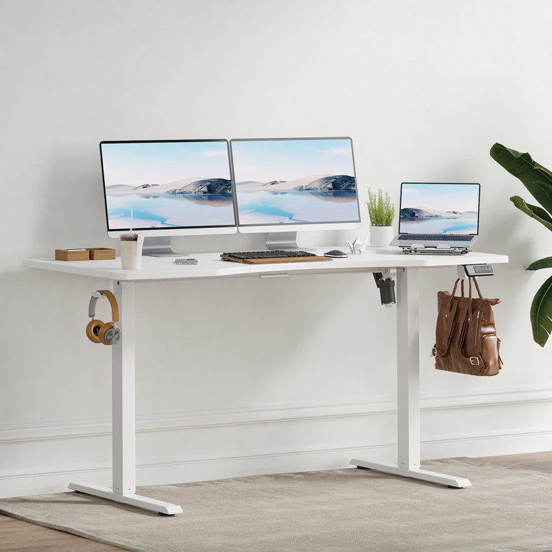 Soliha Adjustable Metal Base Standing Desk, White