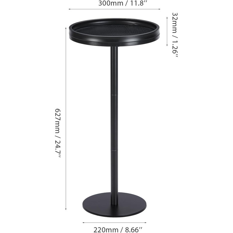 Small Pedestal Table Martini Table Modern Accent Table Side Table, Black, Black