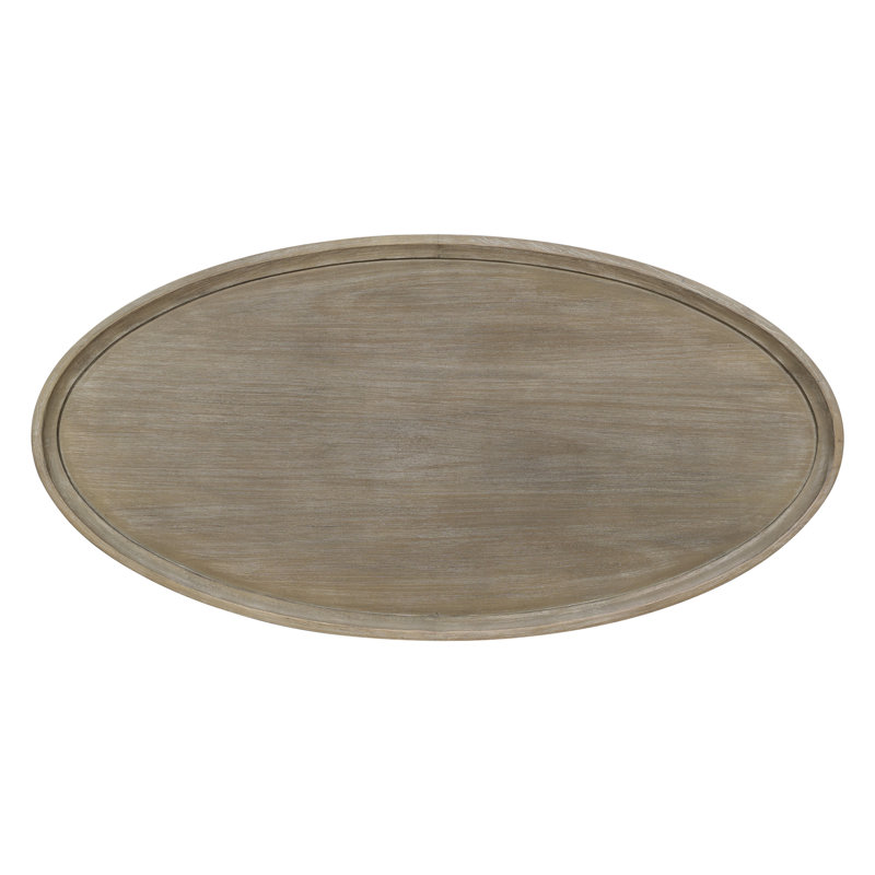 Ayanna Oval Reclaimed Greige Wood Coffee Table with Shelf