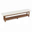 Banc de chambre en bois massif avec coussin en boucle blanche, banc de bout de lit de 180 cm avec étagère de rangement, siège d'appoint rustique rembourré pour chambre à coucher