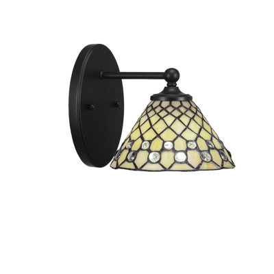 Blanka Wall Sconce Shown In Matte Black Finish With 7" Starlight Art Glass