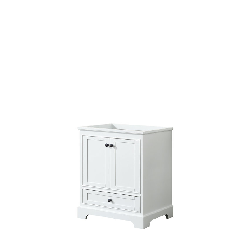 Deborah 29.25'' Single Bathroom Vanity Base Only, White with Matte Black Trim