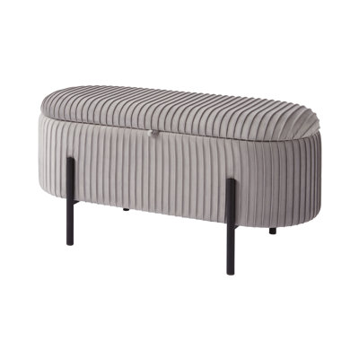 38cm Wide Velvet Rectangle No Pattern Standard Ottoman with Storage