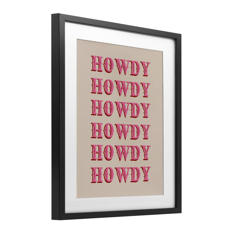 Impression sous verre typographique «Howdy», conception par CAD Designs, Cadre noir minuit, H 16 po x l 13 po