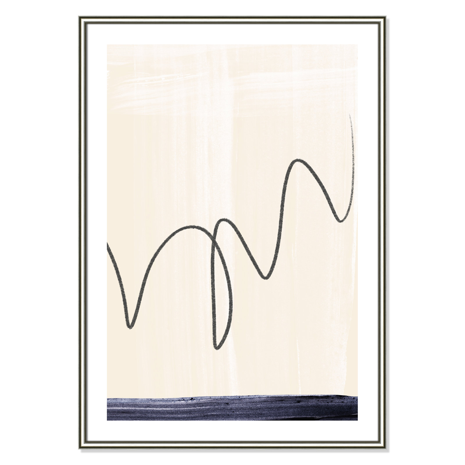 Tigerlily "Departured II" Painting, 42.75" H x 30.75" W x 0.88" D, Silver Framed Paper