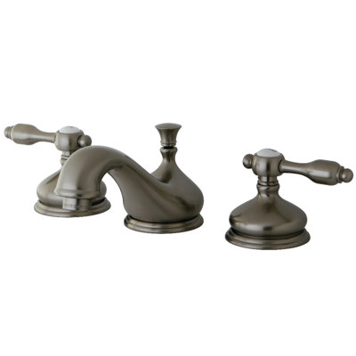 Kingston Brass Tudor Two-Handle 3-Hole Deck Mount Widespread Bathroom Faucet with Brass Pop-Up Drain