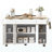 Fluted Kitchen Island With Storage, 55.5" Kitchen Island With Drop Leaf, Power Outlet, 4 Doors And 3 Drawers, Rolling Island Table With Wood-Grain Top, Curved Edge For Kitchen,Dining Room White