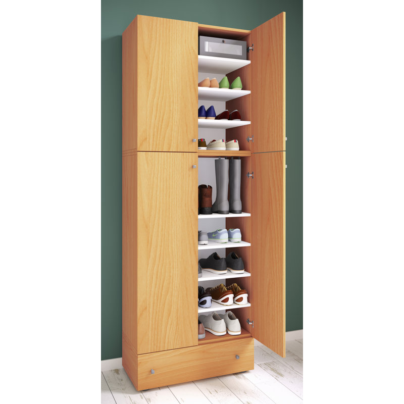 20 Pair Shoe Storage Cabinet, Grey/Brown/Blue