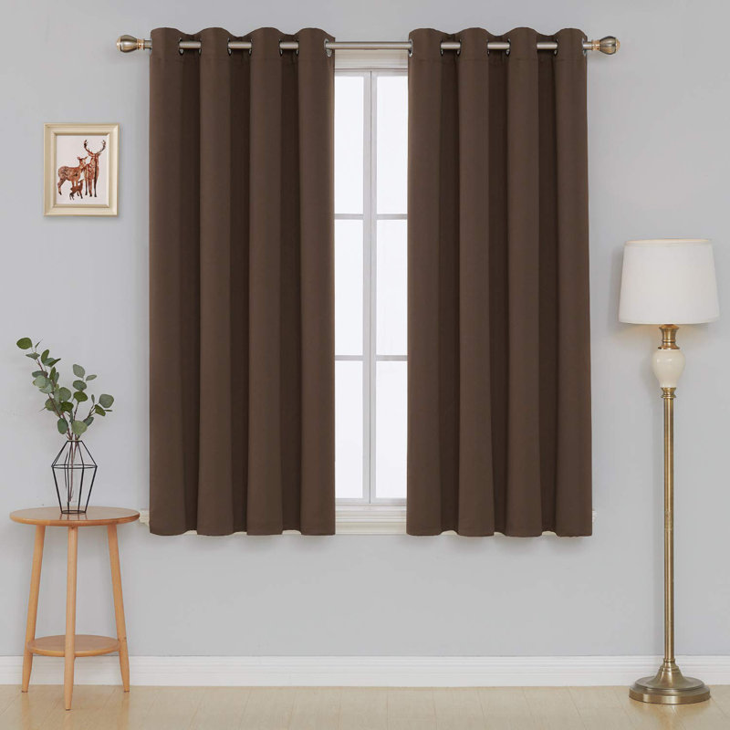 Thermal Insulated Room Darkening Grommet Curtain Panels (Set of 4), 52" W x 45" L, Brown