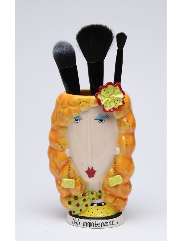 Ceramic Dollymama's Lady Make up Brush Holder
