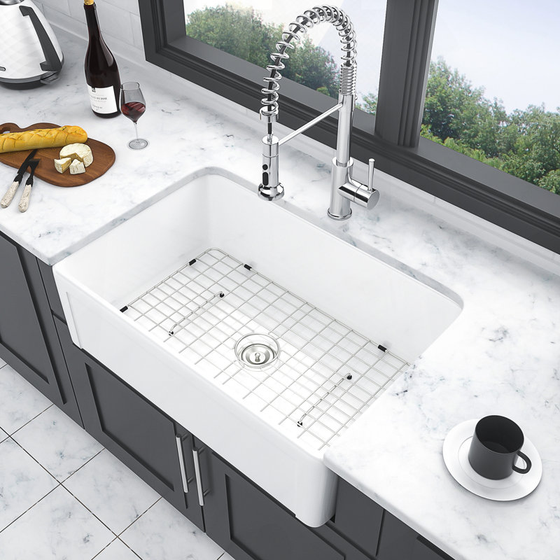 30 Inch Reversible Apron-Front Ceramic Farmhouse Sink With Deep Single Bowl