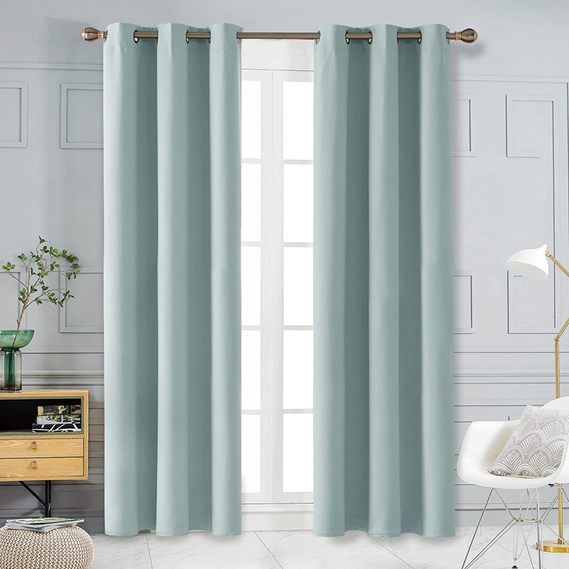 Lompoc Room Darkening Grommet Curtain Panels, 42" W x 63" L, Light Beige
