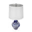 Lampe de vase ronde en céramique bleue et blanche D14x27,6 "