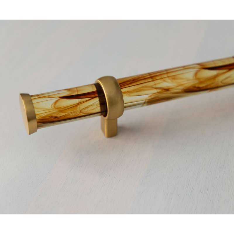 Bijou Paramount Collection Pull 27-1/8 Inch Center to Center, Tortoise Shell Acrylic with Brushed Golden Brass