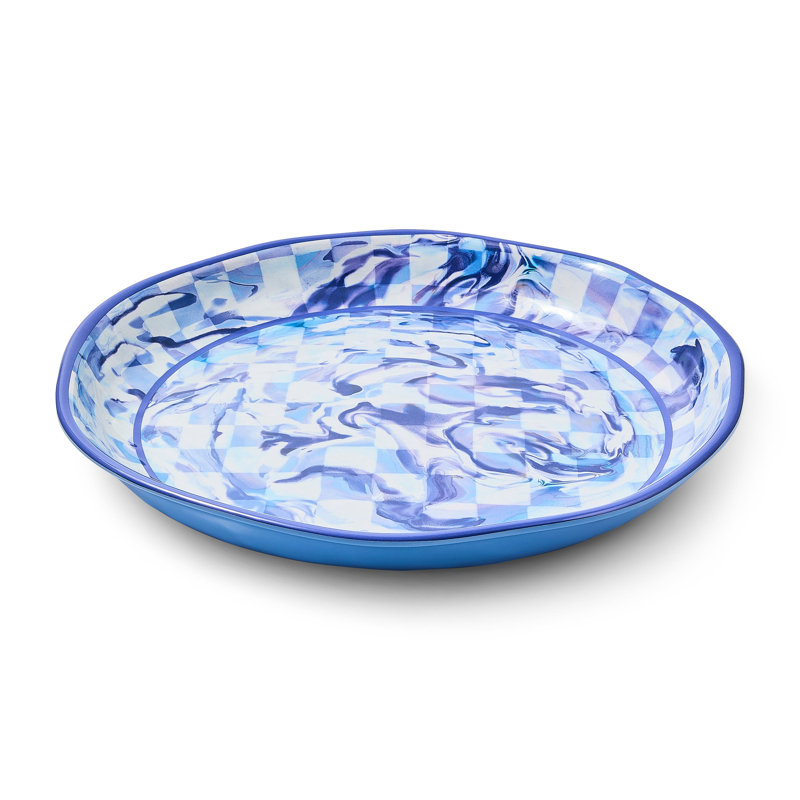 Blue Marble Check Melamine Large Platter