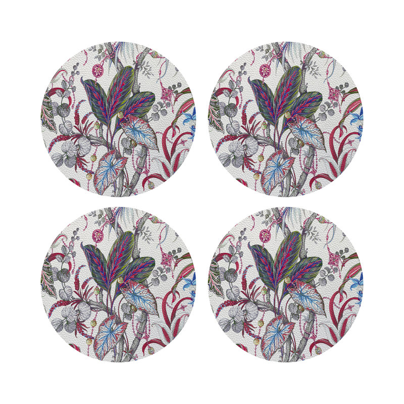 Amazonia Aurelia Vegan Leather Round Coasters, Aurelia