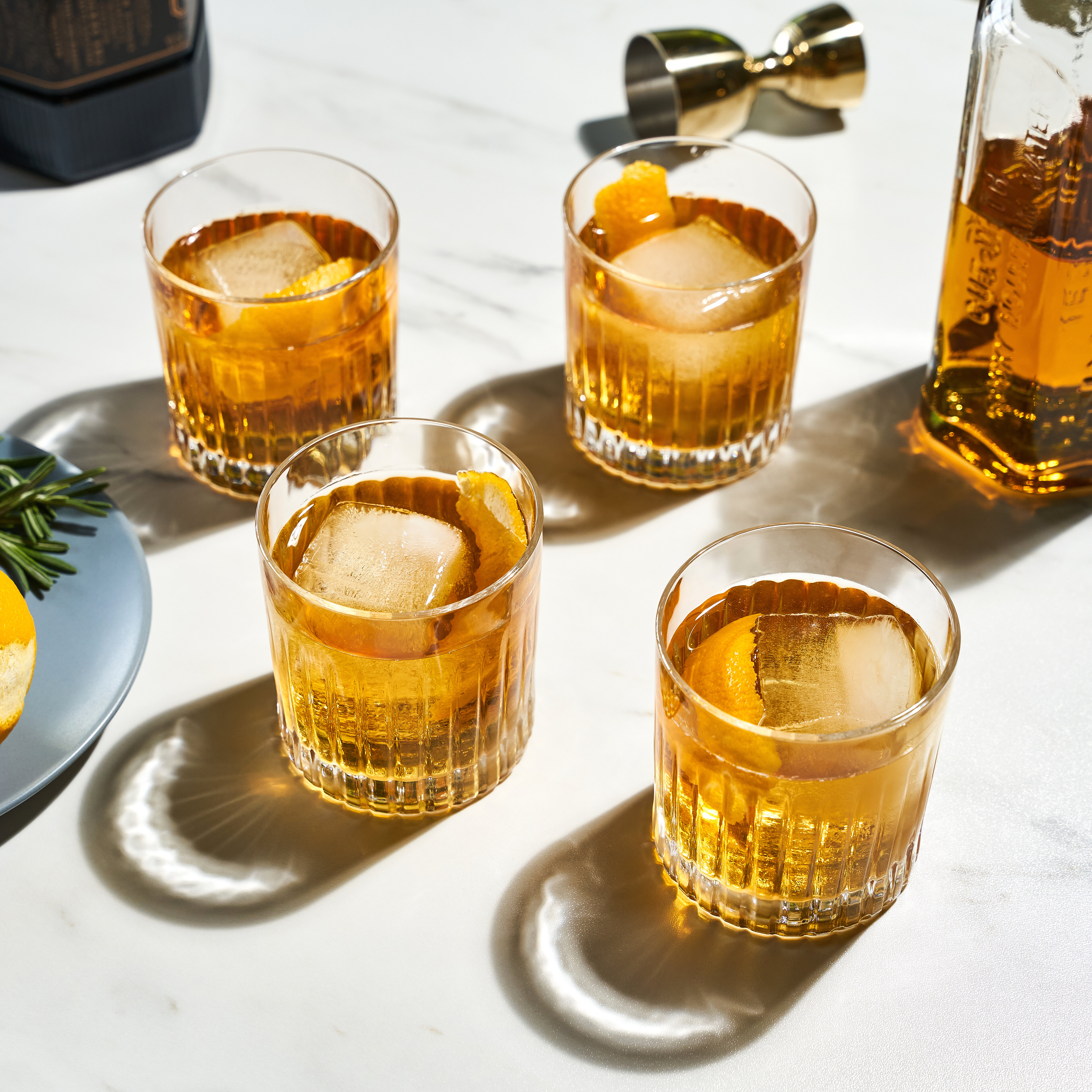 Viski Footed Crystal Scotch Glasses Set of 2 - Premium Liquor Drinking Glass,  Classic Whiskey Bourbon Glasses and Scotch Glass Gift Set, 8 oz