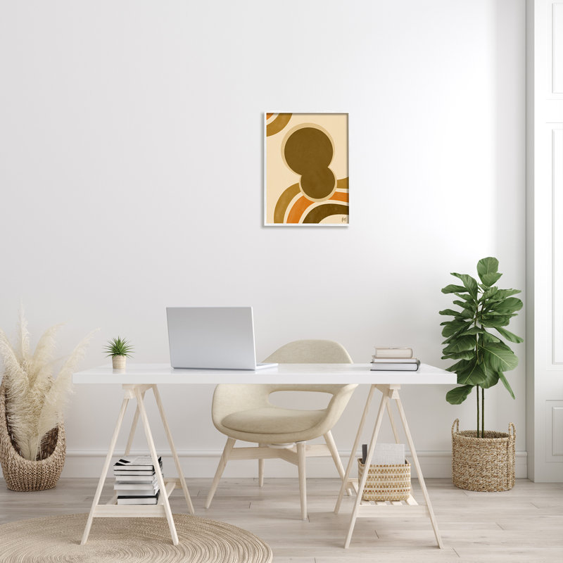 Art texturé à la giclée encadrée, rétro et abstraite, H 20 po x l 16 po, Giclée encadrée blanc bord de mer