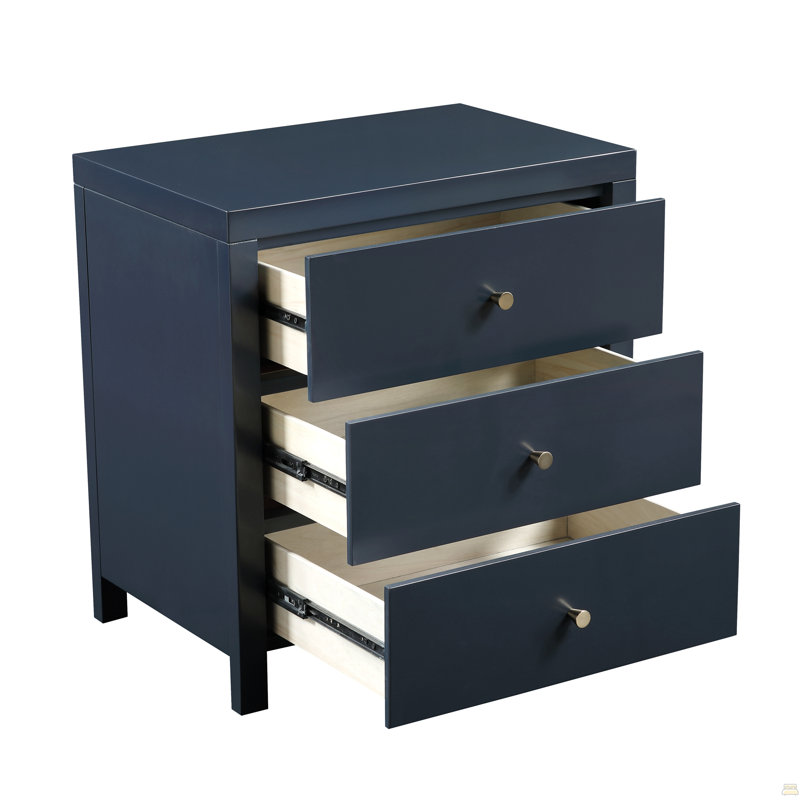 Table de chevet 3 tiroirs Nevarre - Bleu minuit