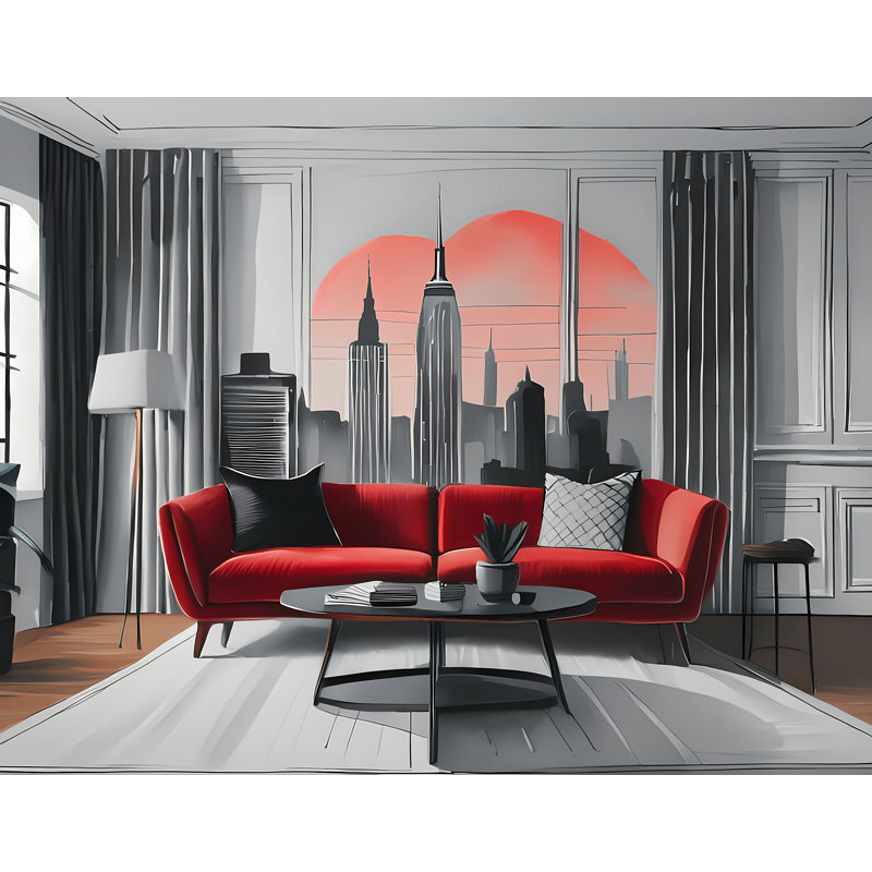 Vue de New York, H 24 po x l 32 po