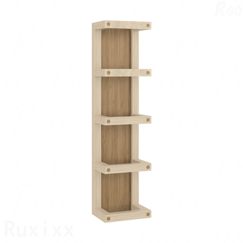 5-Tier Wall Towel Rack, Vertical Storage Organizer For Bathroom Towels And Accessories, Natural Oak